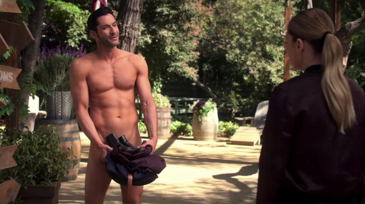 Auscaps Tom Ellis Nude In Lucifer Orgy Pants To Work